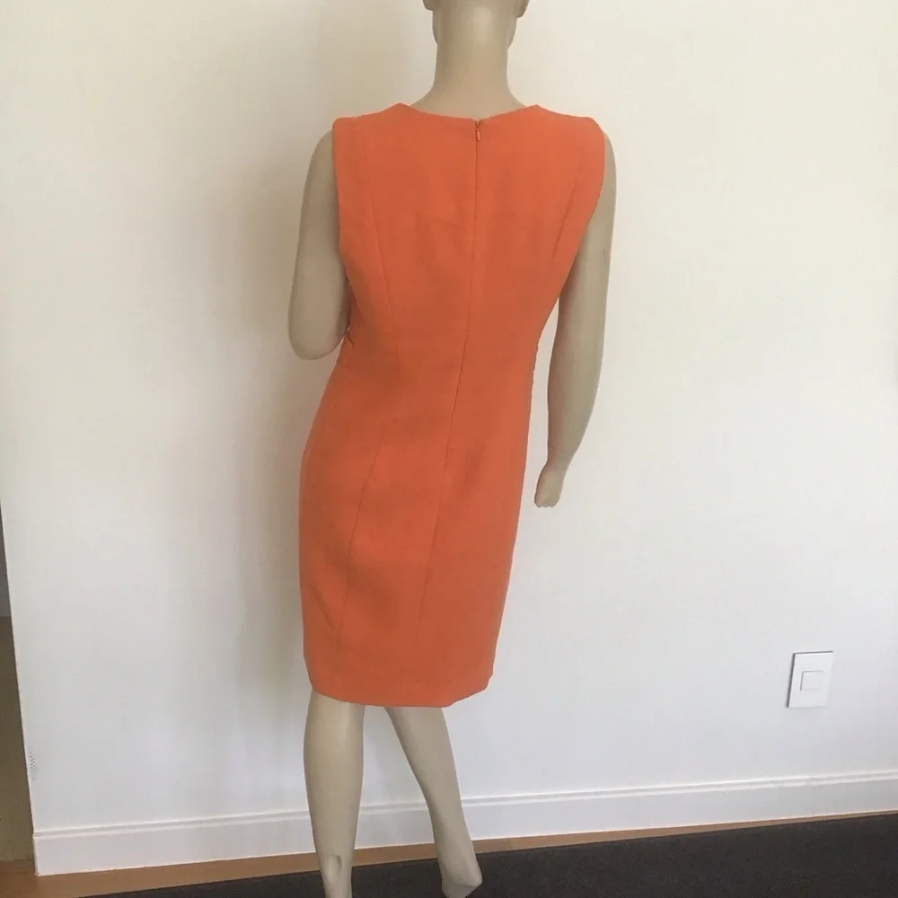 Tory Burch Orange Wool Blend Stretch Sleeveless Sheath Dress 6 Career Office‎